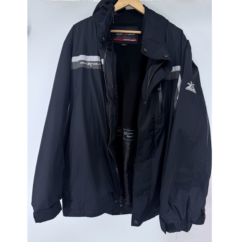ZeroXposur Evolution Ski Jacket Mens XXL Black Fleece Lined Hooded Winter Coat